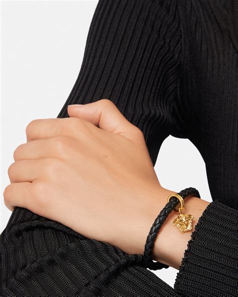 bracelet versace femme|versace braided leather charm bracelet.